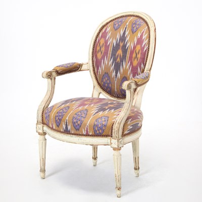 Lot 263 - Louis XVI Upholstered Painted Wood Fauteuil
