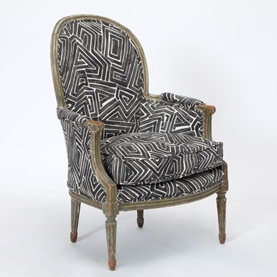 Lot 269 - Louis XVI Grey Painted Upholstered Bergère