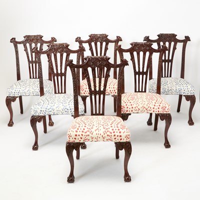 Lot 306 - Set of Six Irish George III Style Upholstered Mahogany Dining Chairs