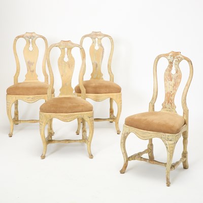 Lot 270 - Set of Four Swedish Rococo Painted Pine Side Chairs
