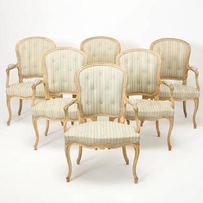 Lot 303 - Set of Six George III Painted Upholstered Armchairs