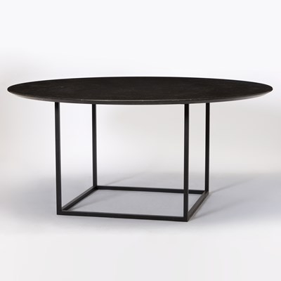 Lot 222 - Antique Belgian Blue Marble Top on a Modern Iron Base