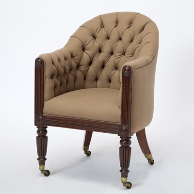 Lot 301 - Regency Upholstered Mahogany Tub Chair