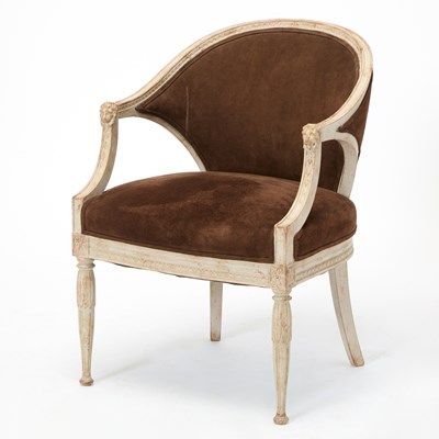 Lot 275 - Gustavian White Painted Upholstered Armchair