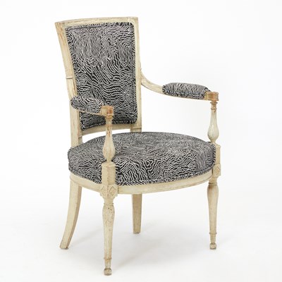 Lot 273 - Gustavian Upholstered Painted Beechwood Armchair