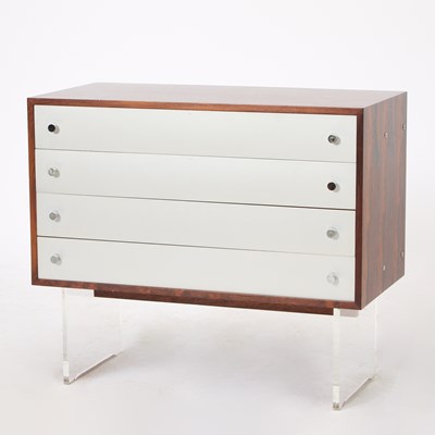 Lot 231 - Dienst and Daughter Danish Rosewood and Acrylic Chest of Drawers
