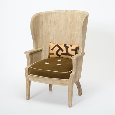 Lot 232 - Cerused Oak Barrel-Back Wing Chair