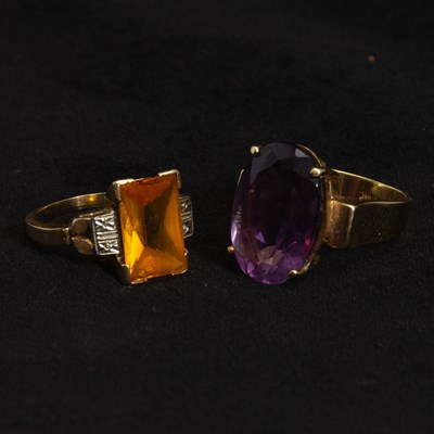 Lot 215 - Two 14KT Gold and Gem-Set Rings