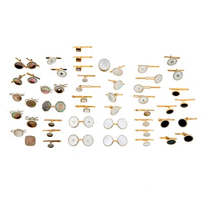 Lot 1198 - Group of Gold, Mother-of-Pearl and Black Onyx Cufflinks and Studs