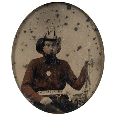 Lot 1 - An unusual Ambrotype of a fireman in a spectacular case