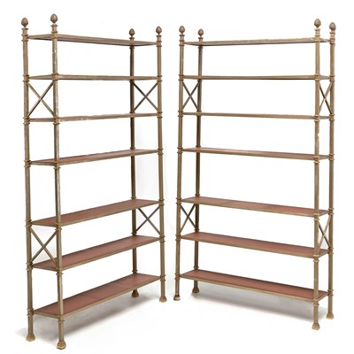 Lot 293 - Pair of Metal and Glass Bookcases