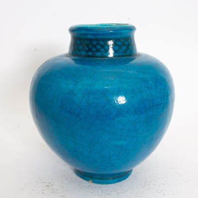 Lot 126 - Edmond Lachenal Blue Glazed Pottery Vase
