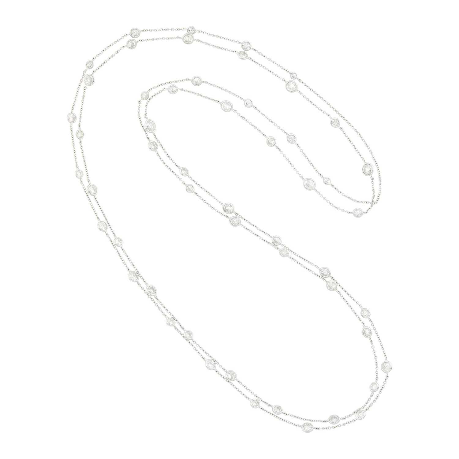 Lot 47 - Long White Gold and Diamond Chain Necklace