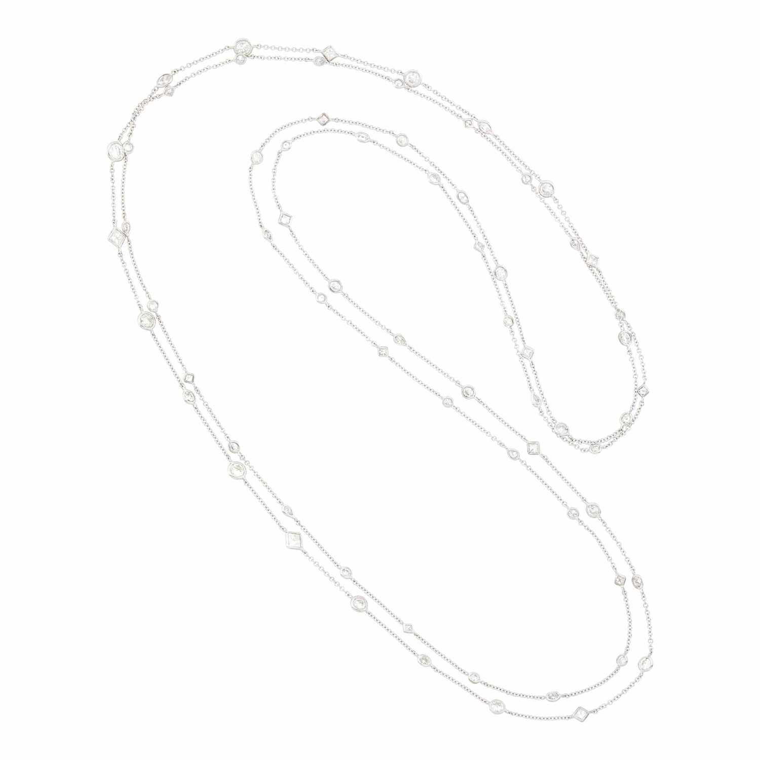 Lot 62 - Long White Gold and Diamond Chain Necklace
