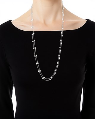 Lot 62 - Long White Gold and Diamond Chain Necklace