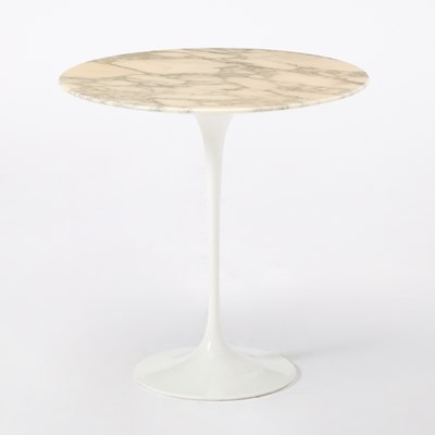 Lot 391 - Eero Saarinen for Knoll Enameled Metal and Marble Top “Tulip” Occasional Table