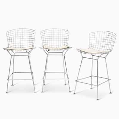 Lot 443 - Three Harry Bertoia for Knoll Steel Bar Stools