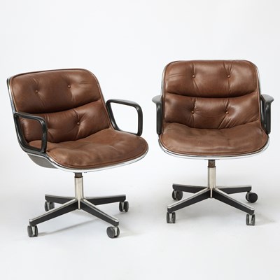Lot 374 - Pair of Charles Pollock for Knoll Upholstered Executive Office Chairs
