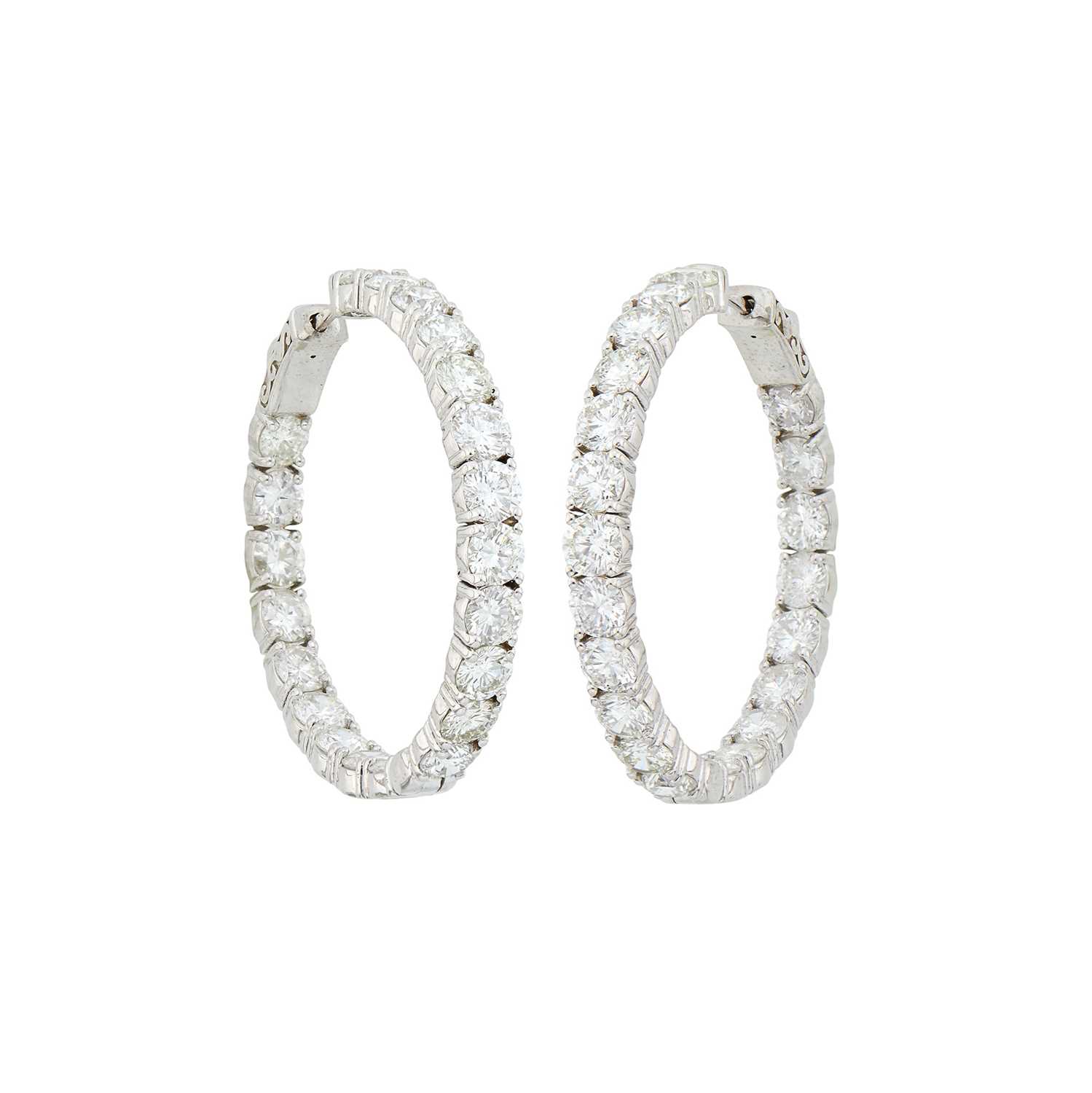 Lot 49 - Pair of White Gold and Diamond Hoop Earrings