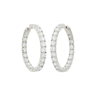 Lot 49 - Pair of White Gold and Diamond Hoop Earrings