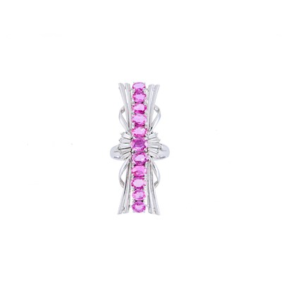 Lot 1109 - Platinum, Pink Sapphire and Diamond Ring