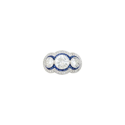 Lot 60 - Platinum, Diamond and Sapphire Ring