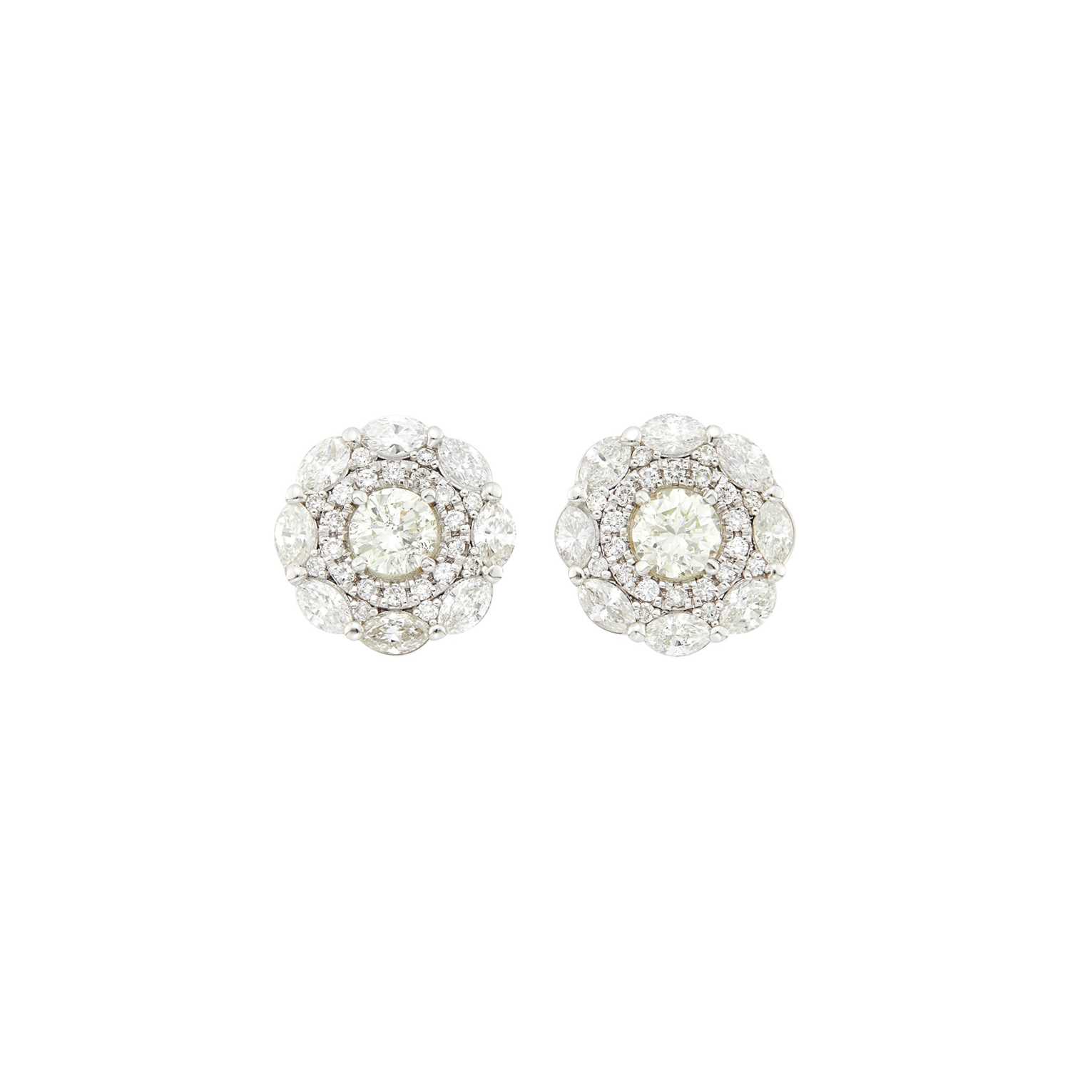 Lot 58 - Pair of White Gold and Diamond Earrings