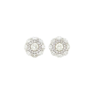 Lot 58 - Pair of White Gold and Diamond Earrings