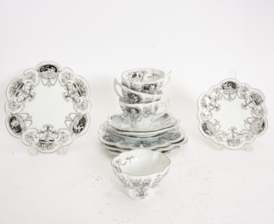 Lot 131 - Set of Four Neiman Marcus Toile Pattern Cups and Saucers