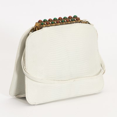 Lot 139 - White Leather Reptile Pattern Evening Bag