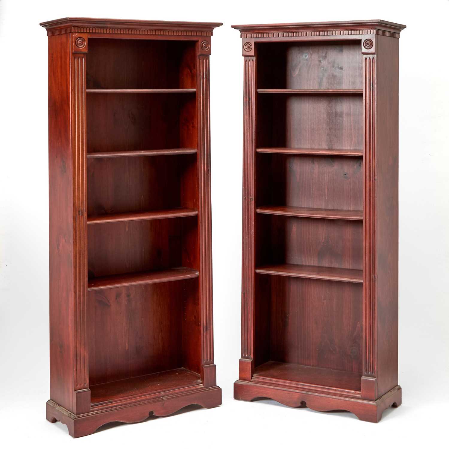 Lot 174 - Pair of Regency Style Stained Pine Open Bookcases