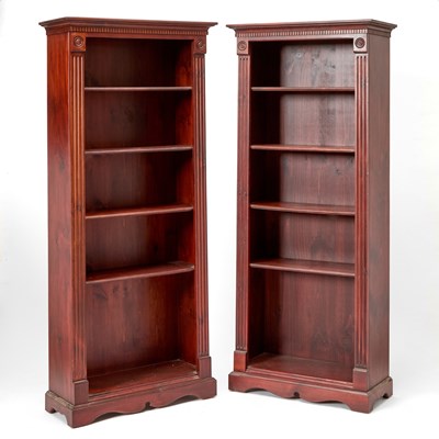 Lot 174 - Pair of Regency Style Stained Pine Open Bookcases