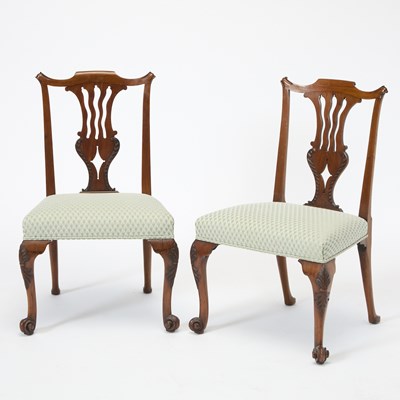 Lot 194 - Set of Six George III Style Upholstered Mahogany Dining Side Chairs