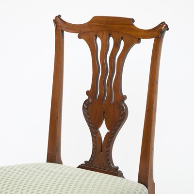Lot 194 - Set of Six George III Style Upholstered Mahogany Dining Side Chairs
