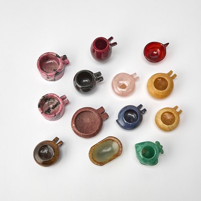 Lot 459 - A Group of Chinese Hardstone Bird Feeders