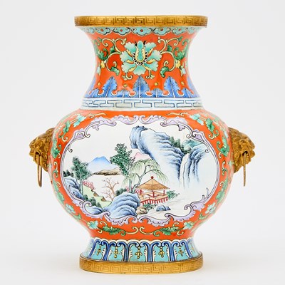 Lot 491 - A Chinese Canton Enamel Vase