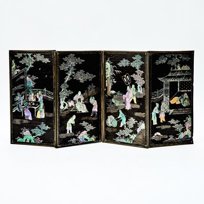 Lot 134 - A Chinese Four-Panel Lacquer Screen