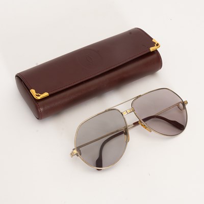 Lot 142 - Cartier Vendome Santos Gunmetal Aviator Sunglasses