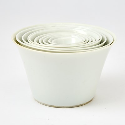 Lot 569 - A Set of Chinese White Glazed Porcelain Stacking Bowls