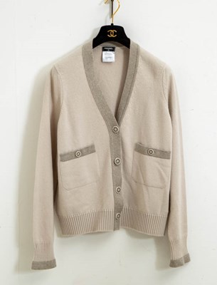 Lot 152 - Chanel Taupe Cashmere Cardigan