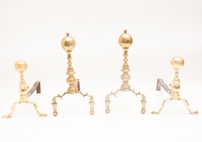 Lot 154 - Two Pairs of Brass Andirons