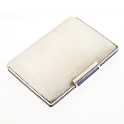 Lot 1233 - Cartier Silver and Blue Enamel Compact
