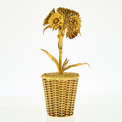 Lot 1153 - Tiffany & Co. Silver-Gilt and Quartz Flower and Pot Objet