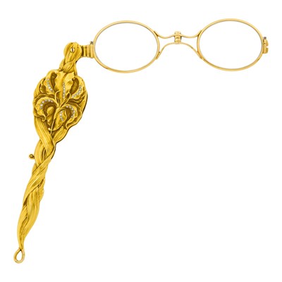 Lot 84 - Art Nouveau Gold and Diamond Lorgnette