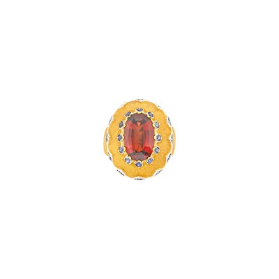 Lot 139 - Gianmaria Buccellati Two-Color Gold, Garnet and Sapphire Dome Ring