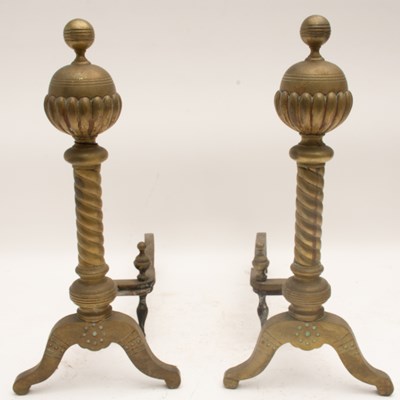 Lot 160 - Pair of Federal Style Brass Andirons