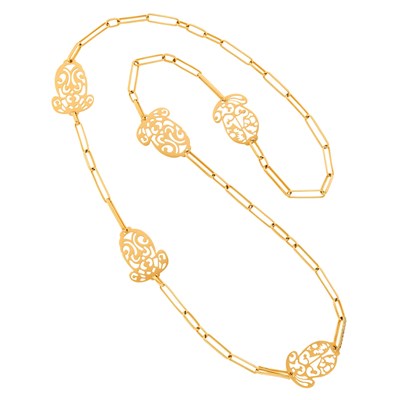 Lot 27 - Pomellato Long Rose Gold and Colored Diamond 'Acorn' Chain Necklace