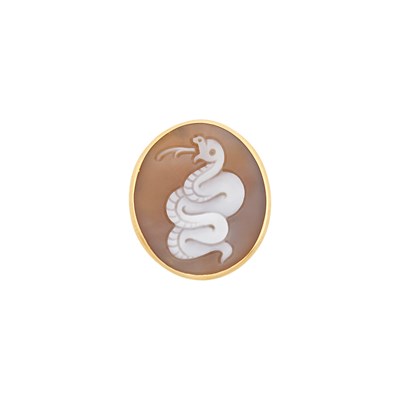 Lot 141 - Pomellato Rose Gold and 'Eva Rose' Shell Cameo Snake Ring