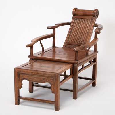 Lot 137 - Chinese Hardwood Reclining Chair
