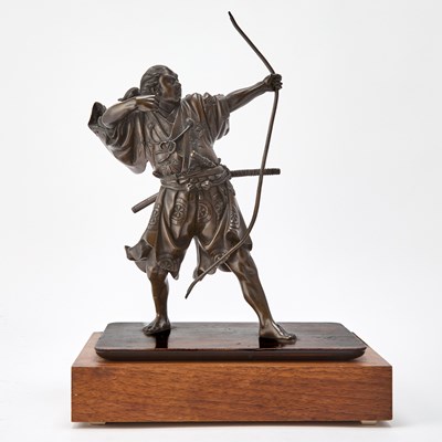 Lot 619 - A Japanese Bronze Figural Sculpture of a Samurai